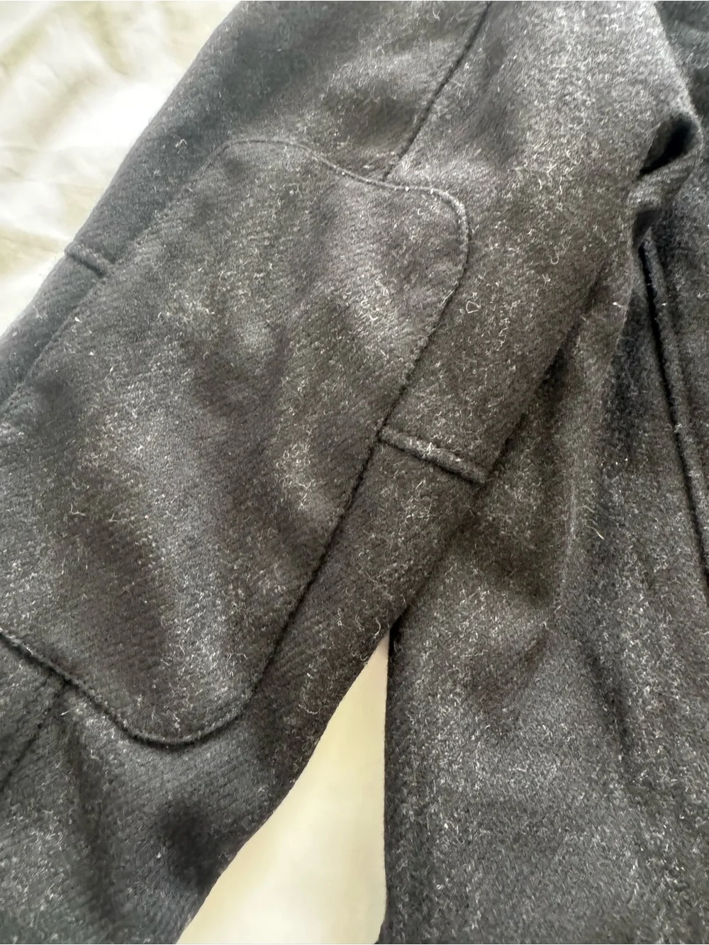Elie Tahari Men Black Wool Car Coat Jacket Size Large Full Zip Military Epaulets